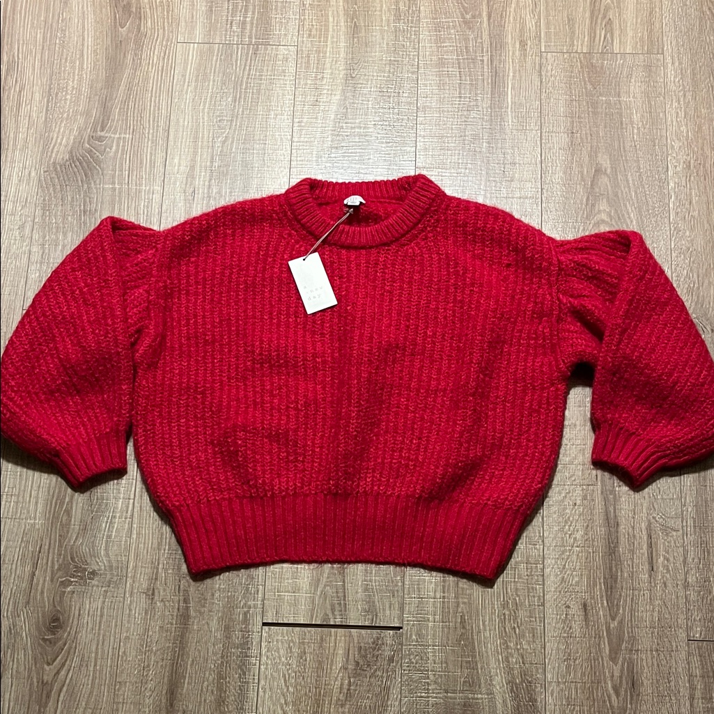 Nwt A New Day Bold Pink-Red Crew Neck Sweater Size M Soft Knit
